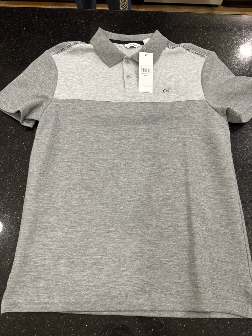 Calvin Klein Men's Grey Colorblock Polo Shirt Brand New w/Tags Small